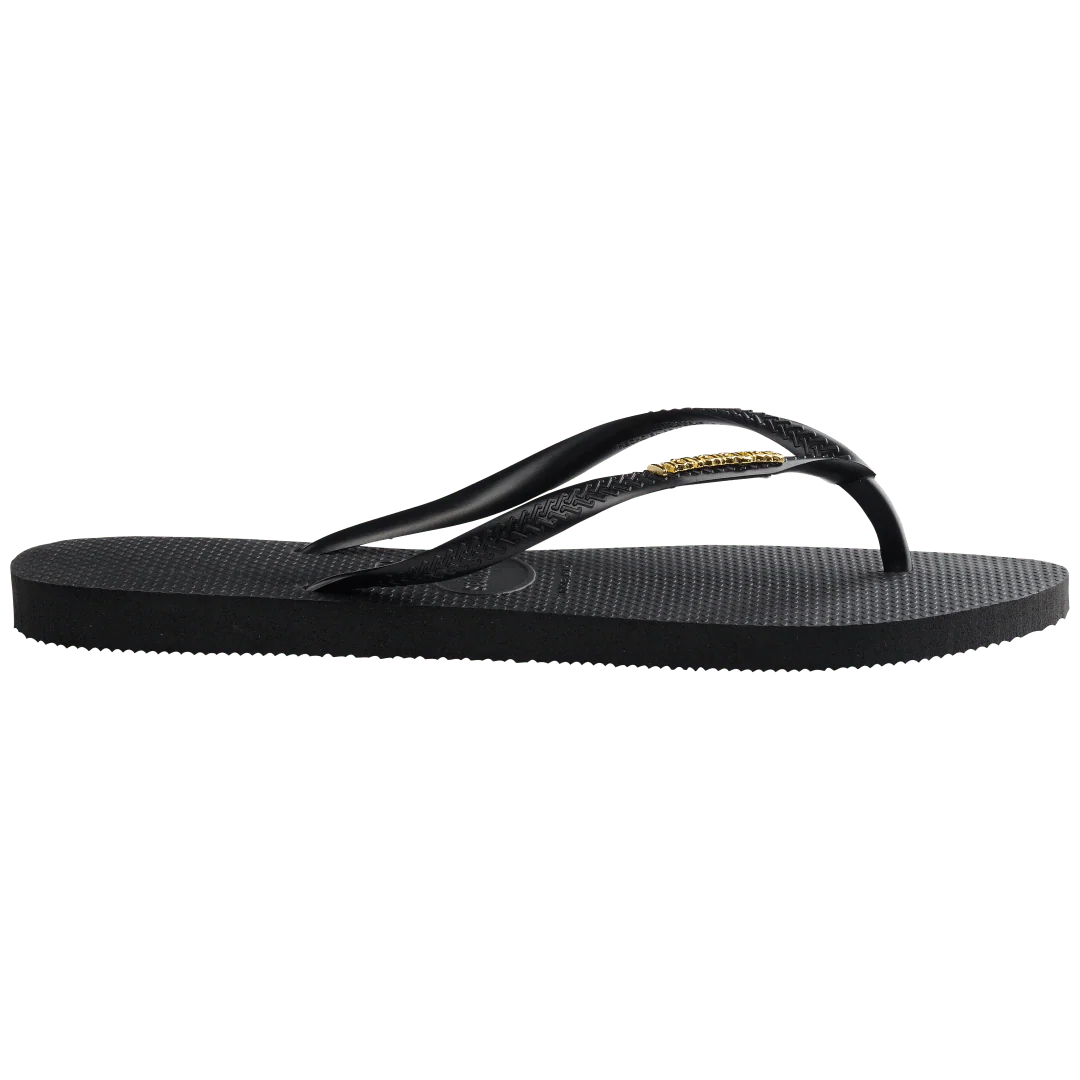 Women's Slim Logo Metallic Flip Flops - Image 3