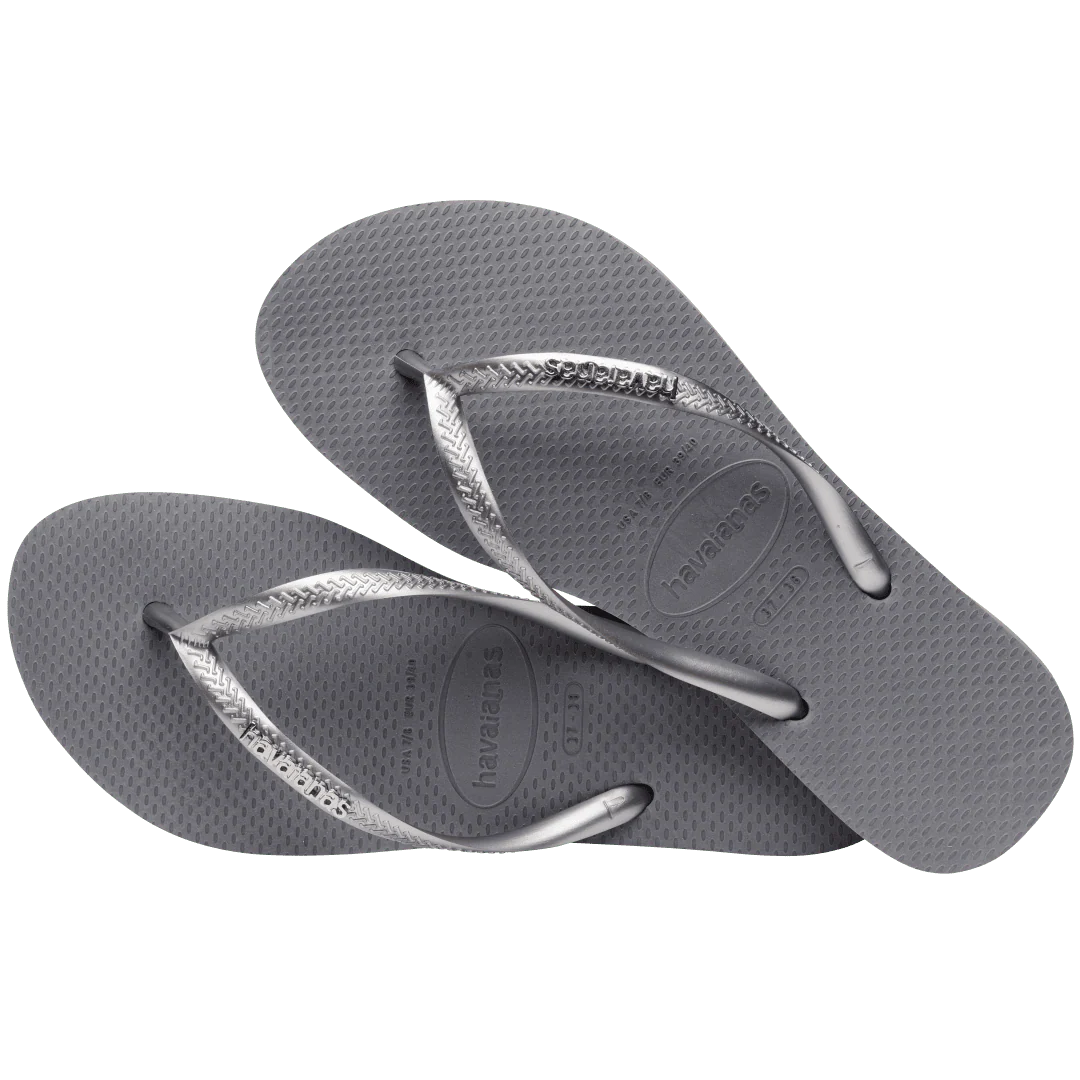 Women's Slim Logo Metallic Flip Flops - Image 4