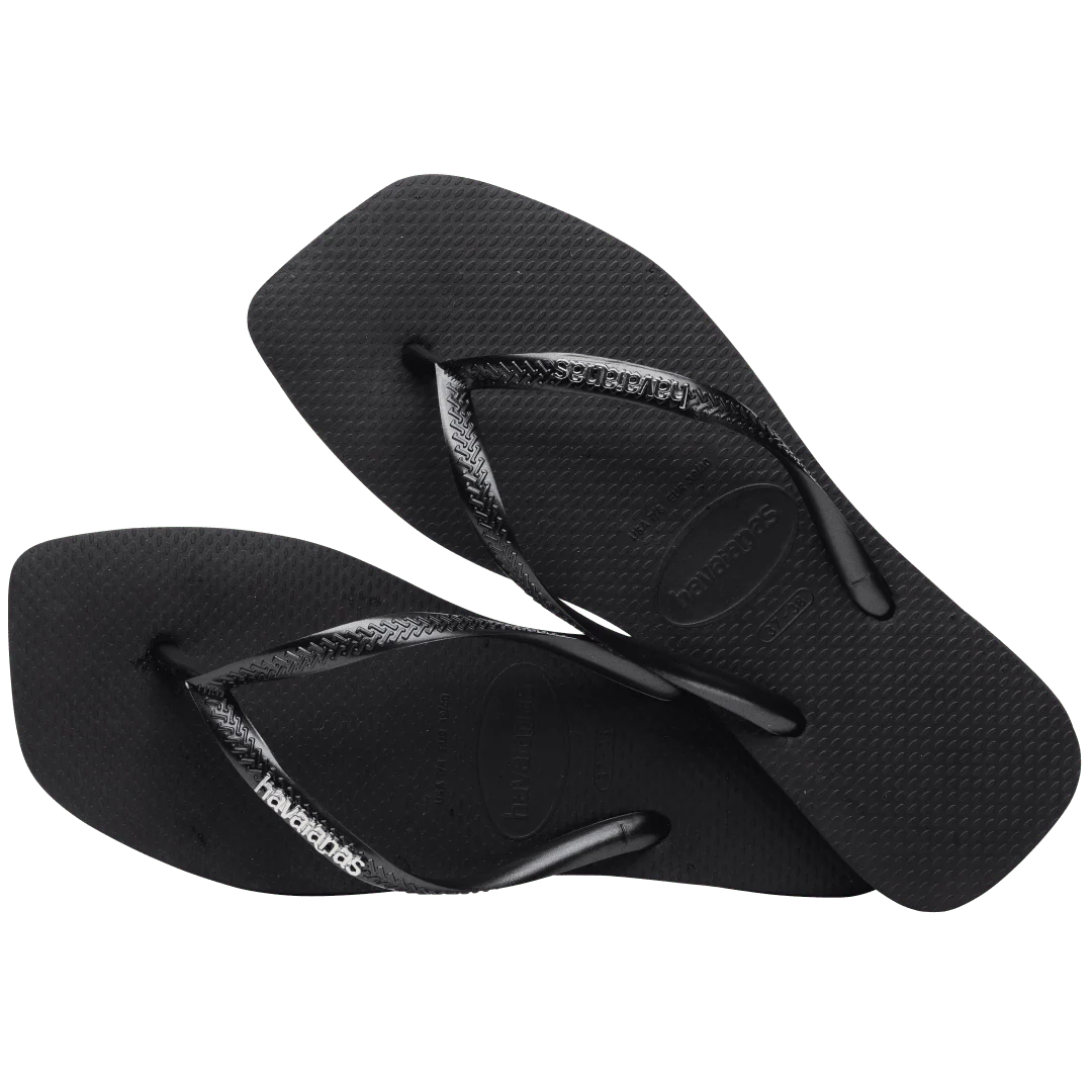 Women's Slim Square Logo Metallic Flip Flops - Image 4