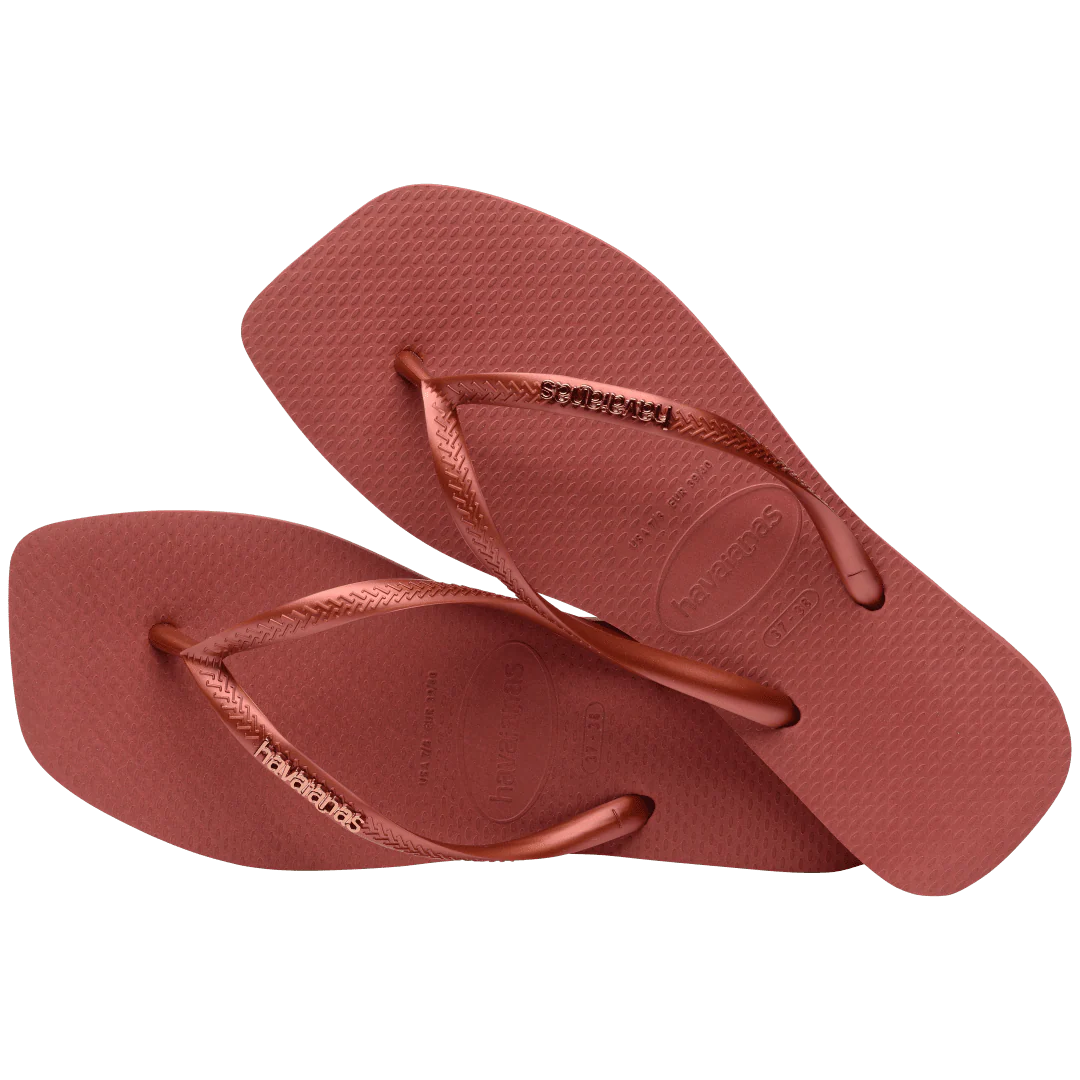 Women's Slim Square Logo Metallic Flip Flops - Image 4