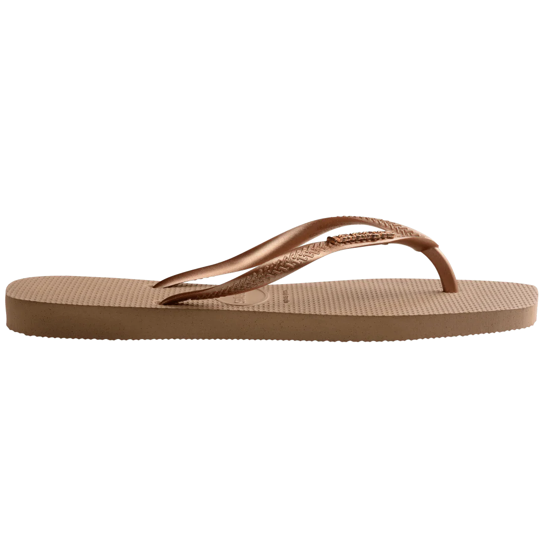 Women's Slim Square Logo Metallic Flip Flops - Image 3
