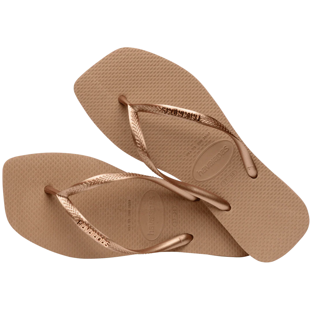 Women's Slim Square Logo Metallic Flip Flops - Image 4