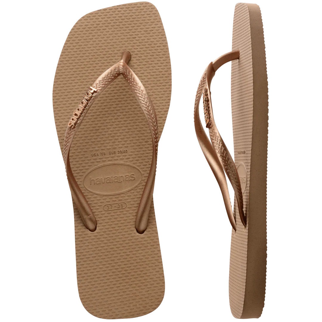 Women's Slim Square Logo Metallic Flip Flops - Image 5